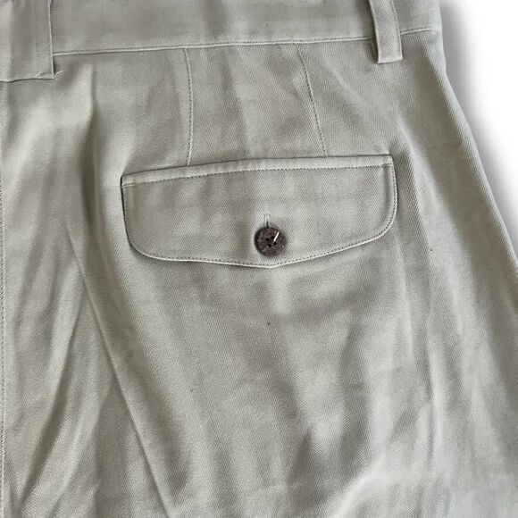 Joseph & Feiss Shorts Men's Sz 38 Khaki 100% Silk Chino Pleated Resort Vacay NWT - Picture 7 of 15